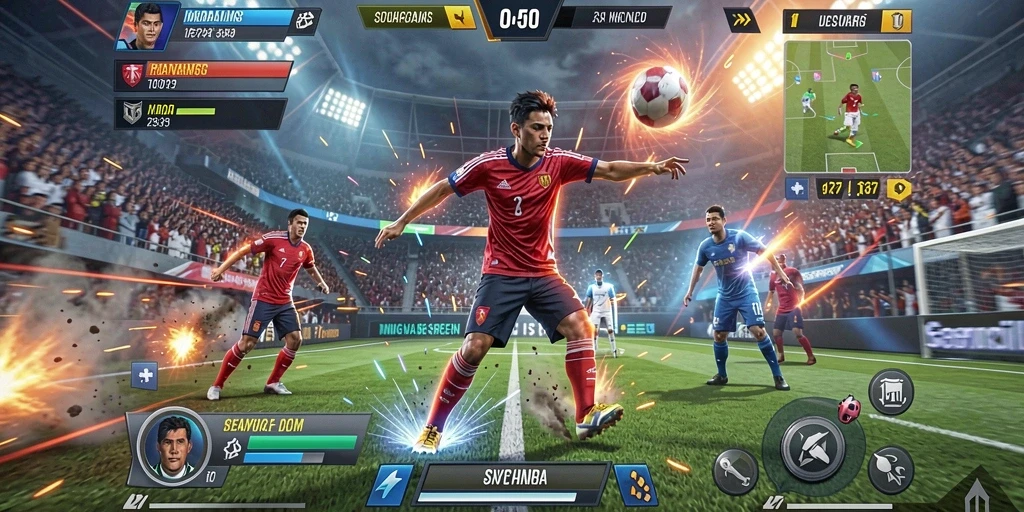 Screenshot menunjukkan karakter utama sedang dalam misi.