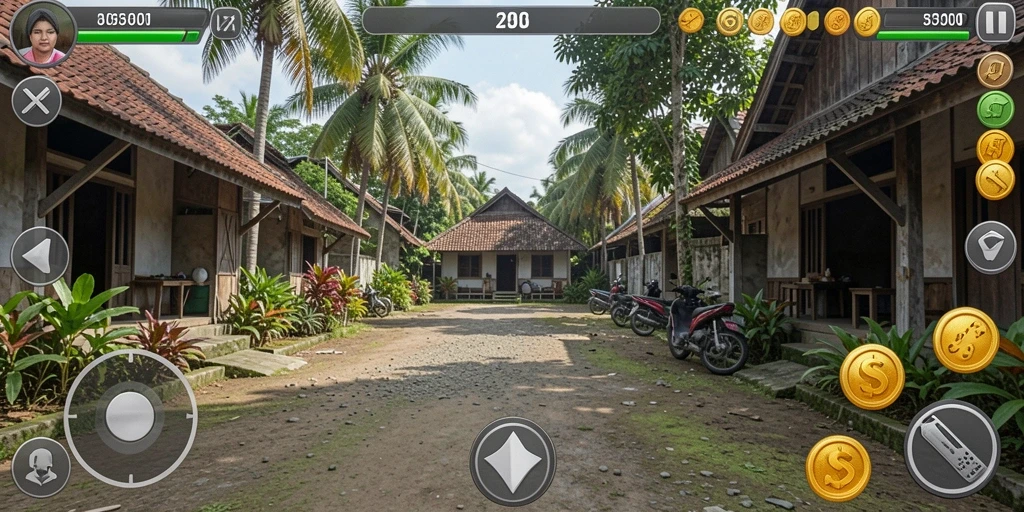 Screenshot menunjukkan karakter utama dalam aksi gameplay.